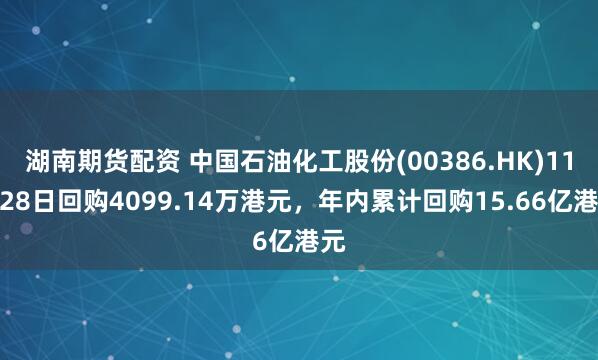 湖南期货配资 中国石油化工股份(00386.HK)11月28日回购4099.14万港元，年内累计回购15.66亿港元